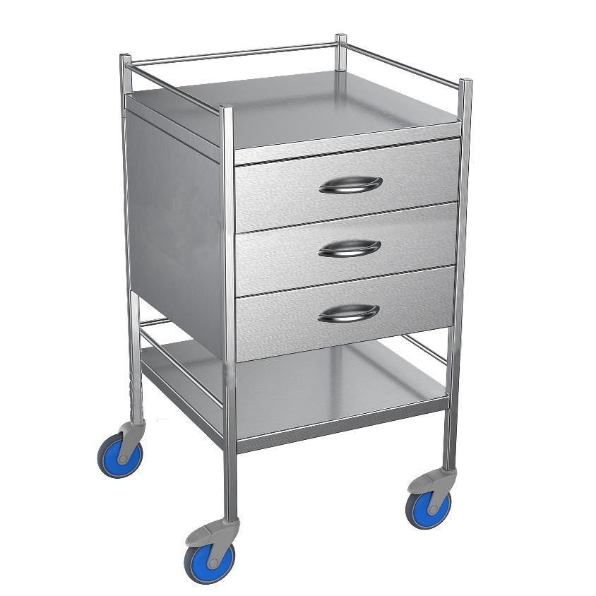 Nimble Instrument Trolley 490x490x970mm 3 Drawer