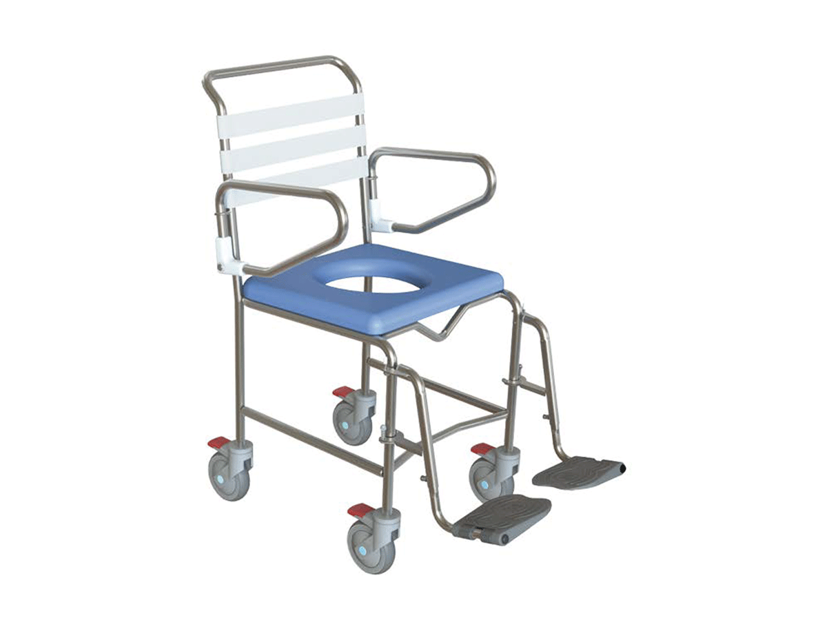 KA114S Mobile Shower Commode with swing away footrests